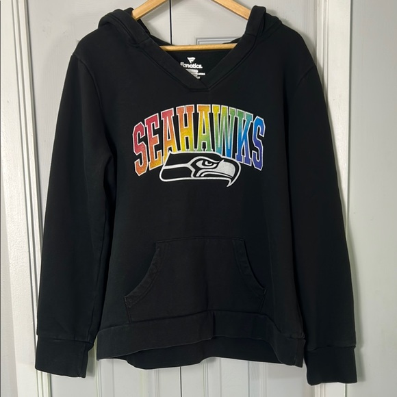 Fanatics Tops - NFL Seattle Seahawks Black Hoodie With RARE Rainbow  Colour Logo.